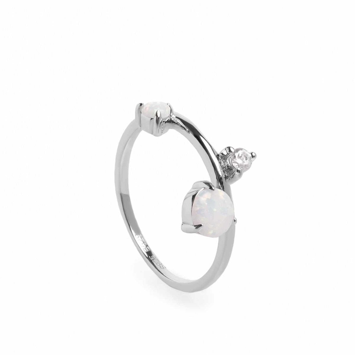 Anillos finos diseño de doble piedra y circonita-LINEARGENT