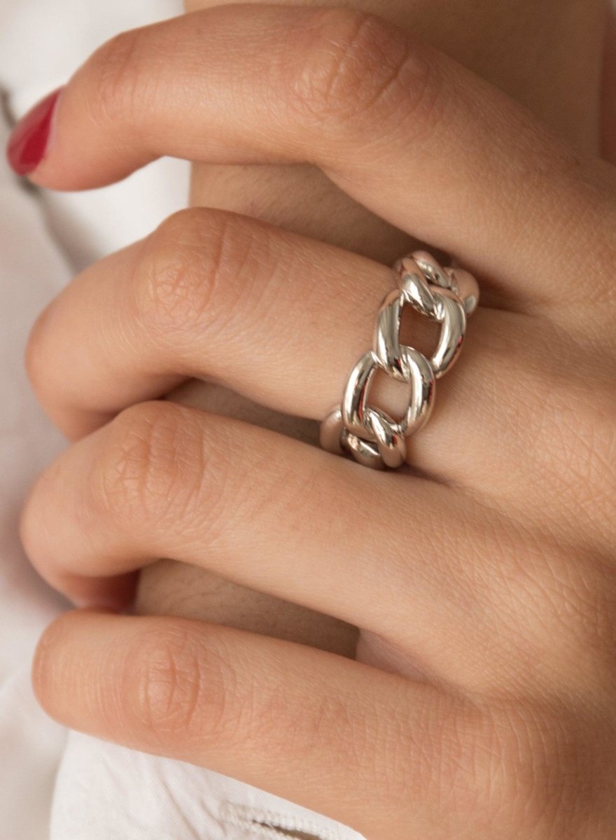 Anillos grandes con eslabones anchos y redondos-LINEARGENT