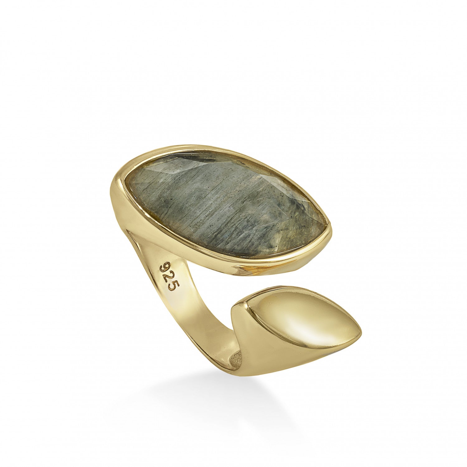 Anillos grandes con piedras semipreciosas diseño abierto-LINEARGENT