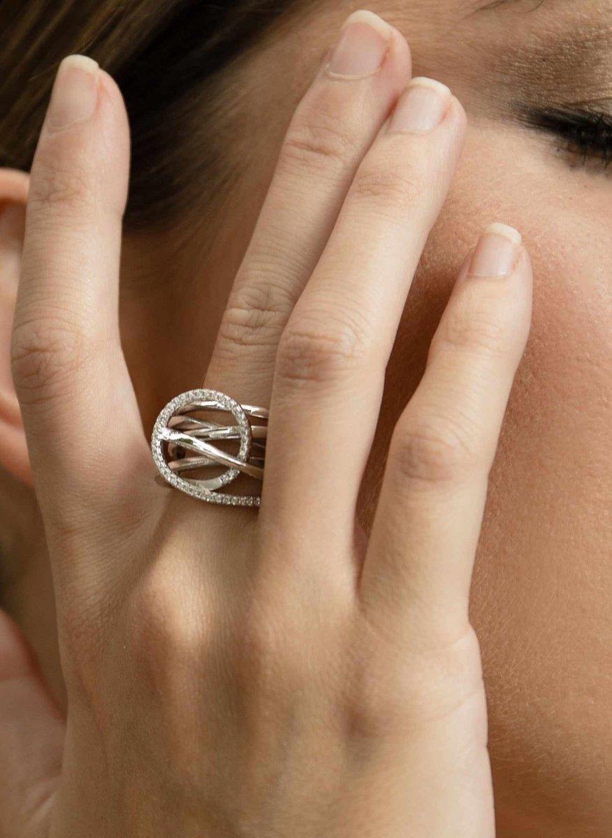 Anillos grandes diseño de cinco carriles irregulares-LINEARGENT