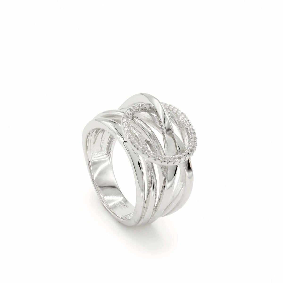 Anillos grandes diseño de cinco carriles irregulares-LINEARGENT