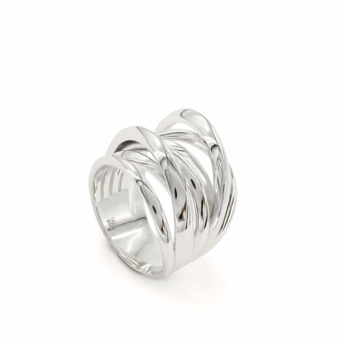 Anillos grandes en plata diseño irregular-LINEARGENT