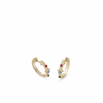 Aros dorados motivo central estrella y piedras de colores