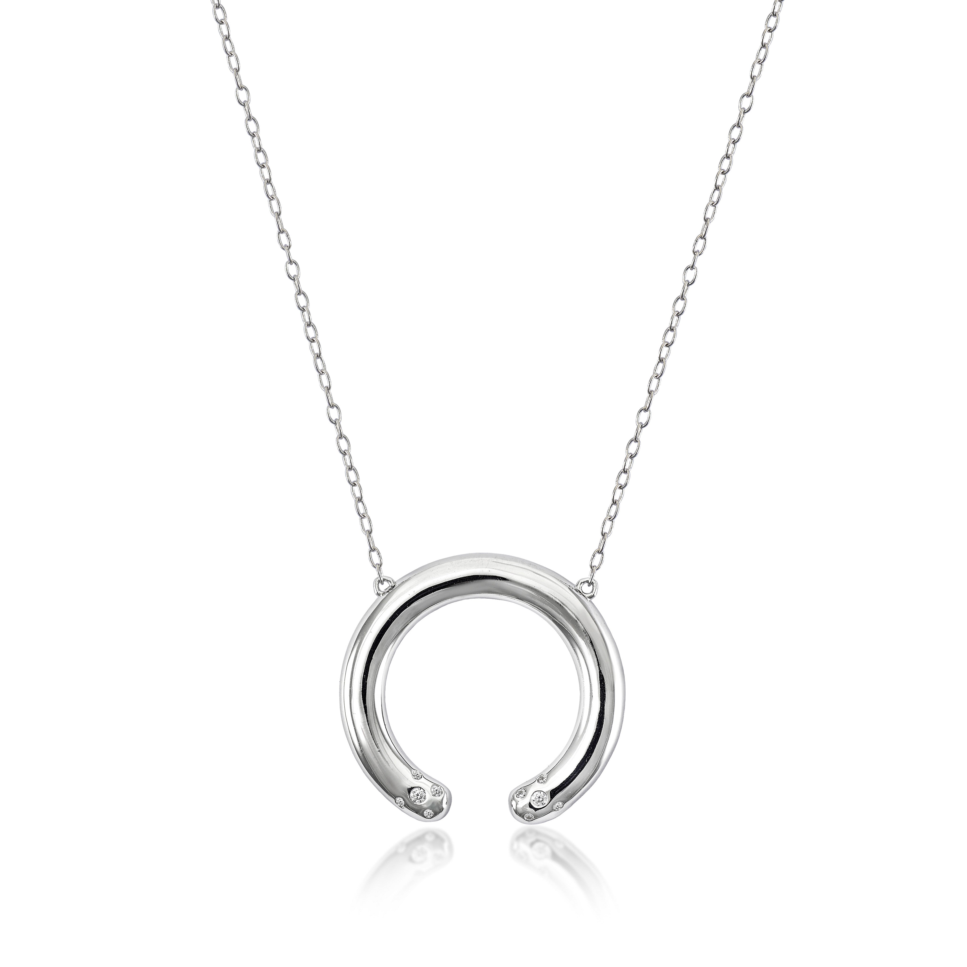Colgante de plata diseño circular con obertura y circonitas-LINEARGENT
