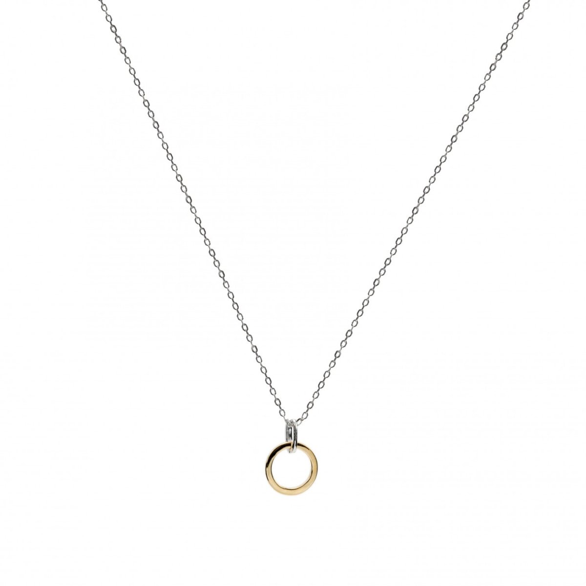 Colgantes bicolor de plata con doble círculo entrelazado-LINEARGENT