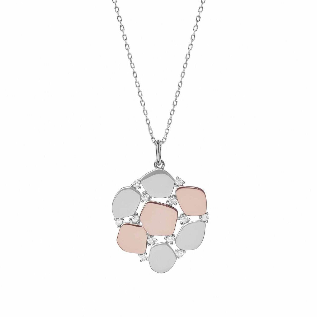 Colgantes bicolor de plata diseño con circonitas-LINEARGENT