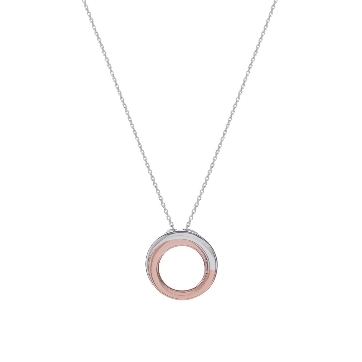 Colgantes bicolor de plata lisa diseño circular en rosa-LINEARGENT