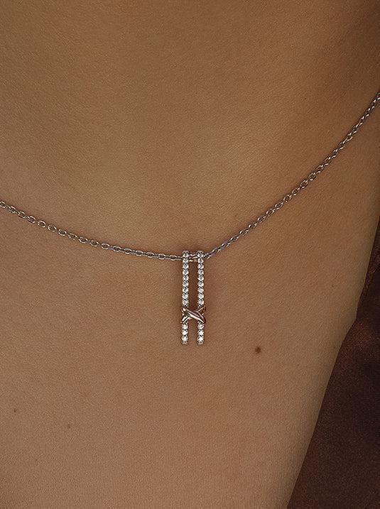 Colgantes bicolor plata fino con grapa bañada en oro rosa-LINEARGENT