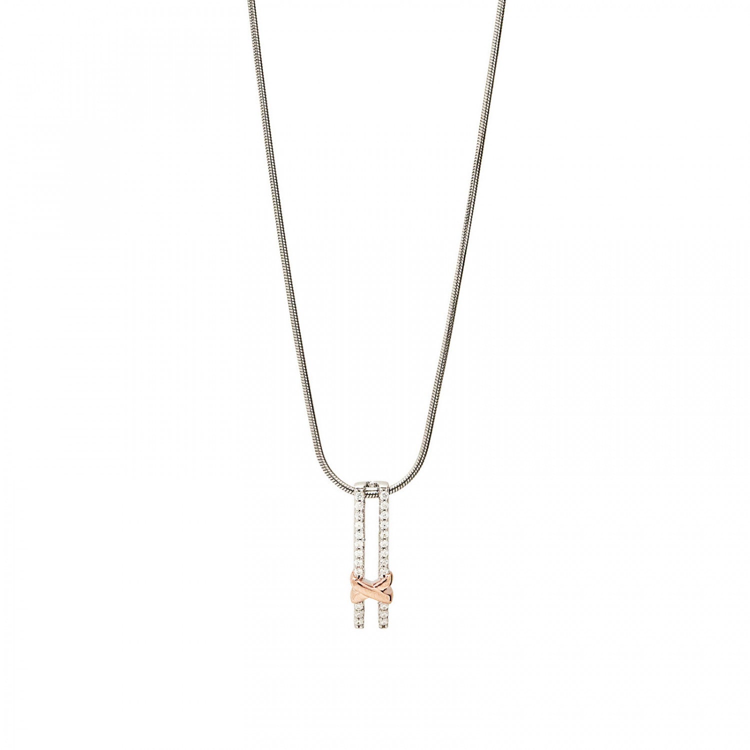 Colgantes bicolor plata fino con grapa bañada en oro rosa-LINEARGENT