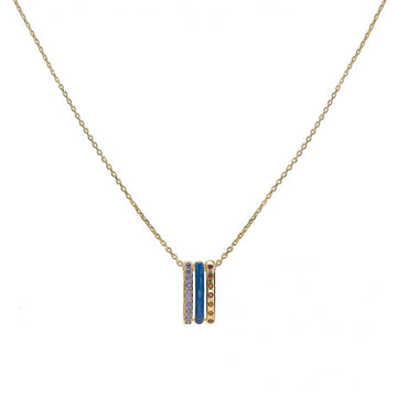 Colgantes de plata diseño triple carril azul marino