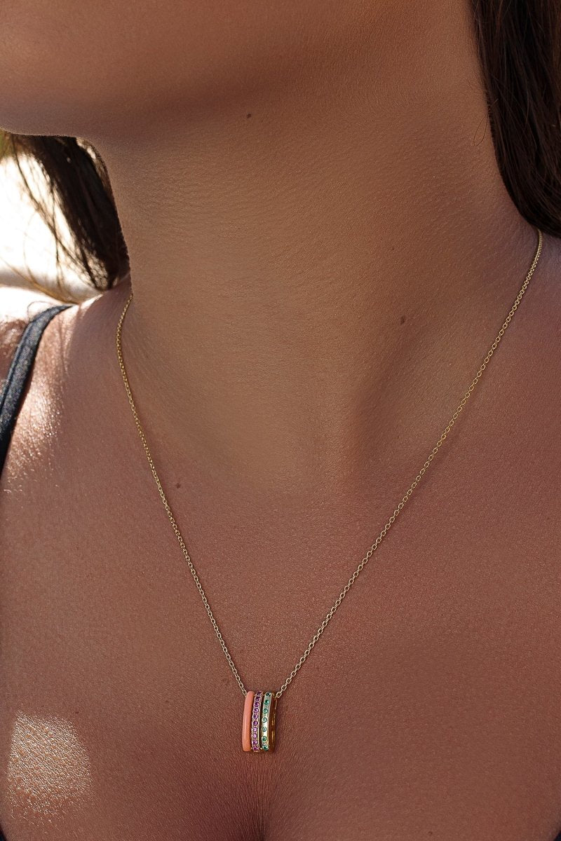 Colgantes de plata diseño triple carril naranja