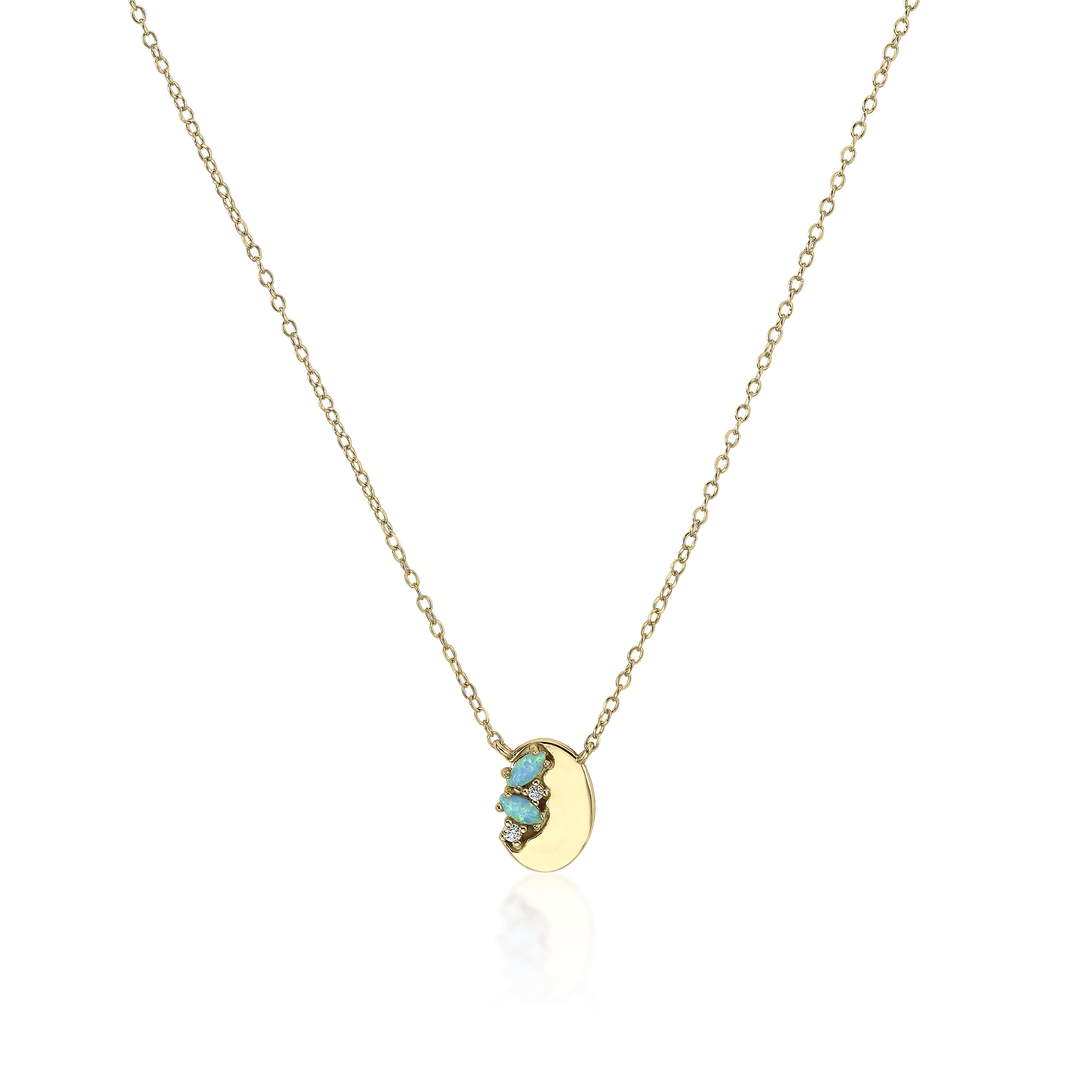 Colgantes pequeños de plata bañada en oro con ópalo y circonitas-LINEARGENT
