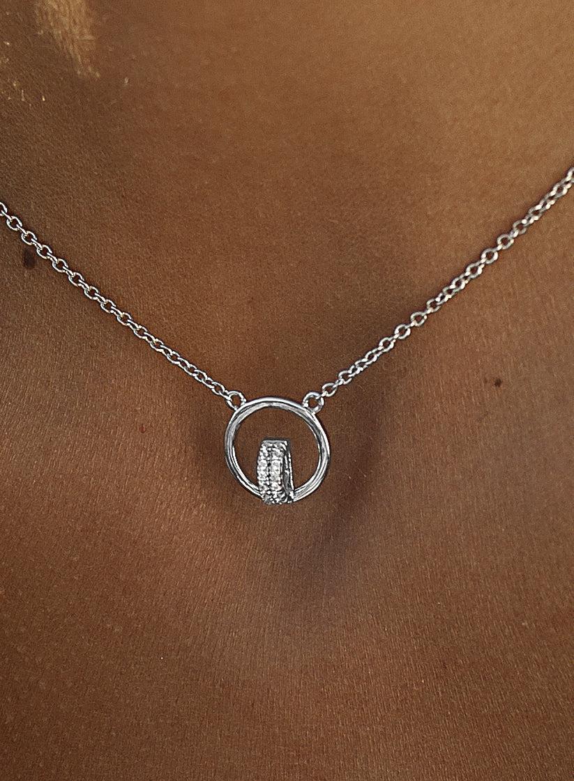 Colgantes pequeños de plata diseño circulo con circonitas-LINEARGENT