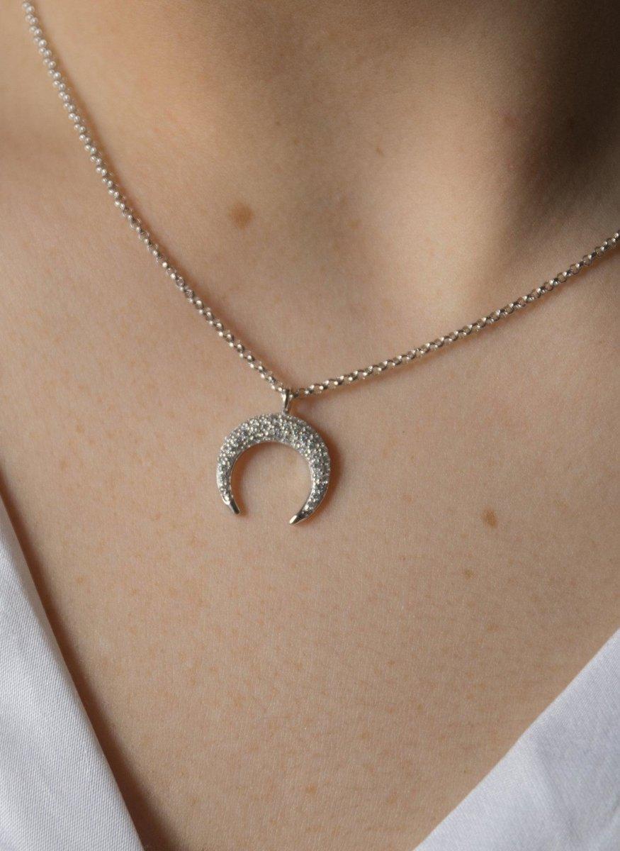 Colgantes pequeños diseño cuerno con circonitas-LINEARGENT