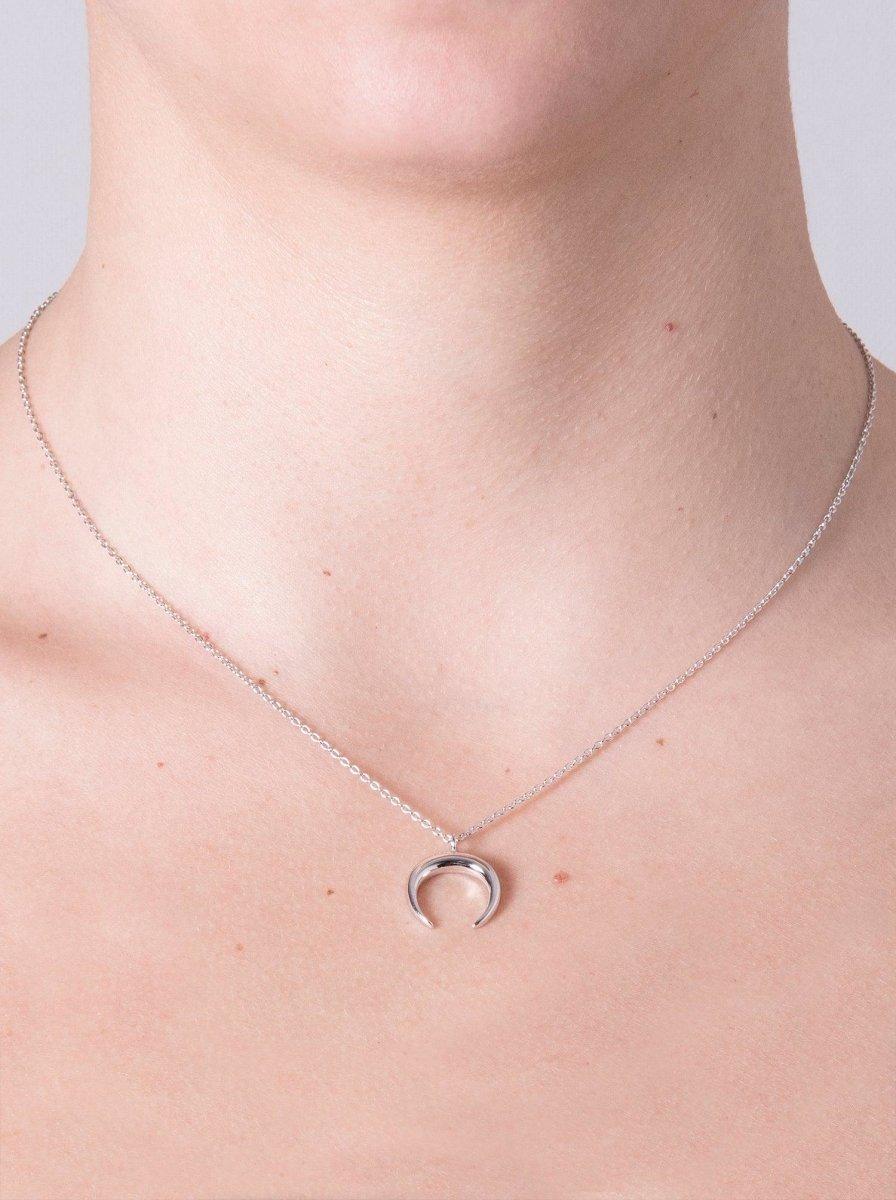 Colgantes pequeños diseño cuerno de plata lisa-LINEARGENT