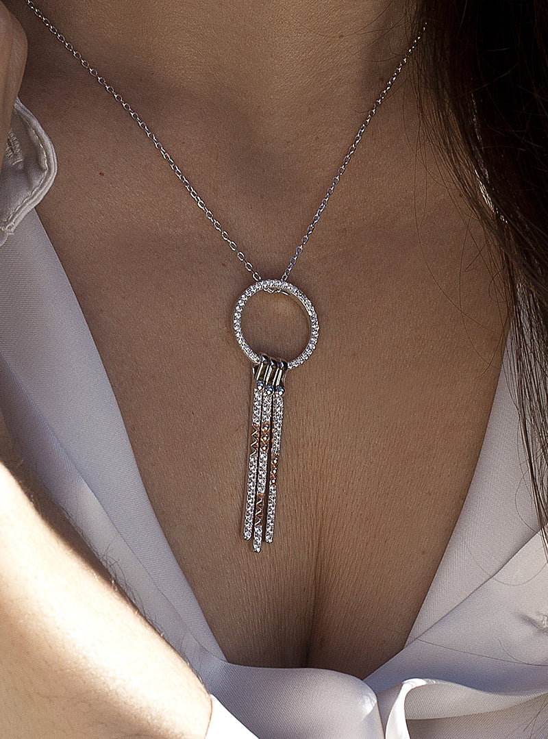 Collar bicolor circular con linieas colgantes-LINEARGENT