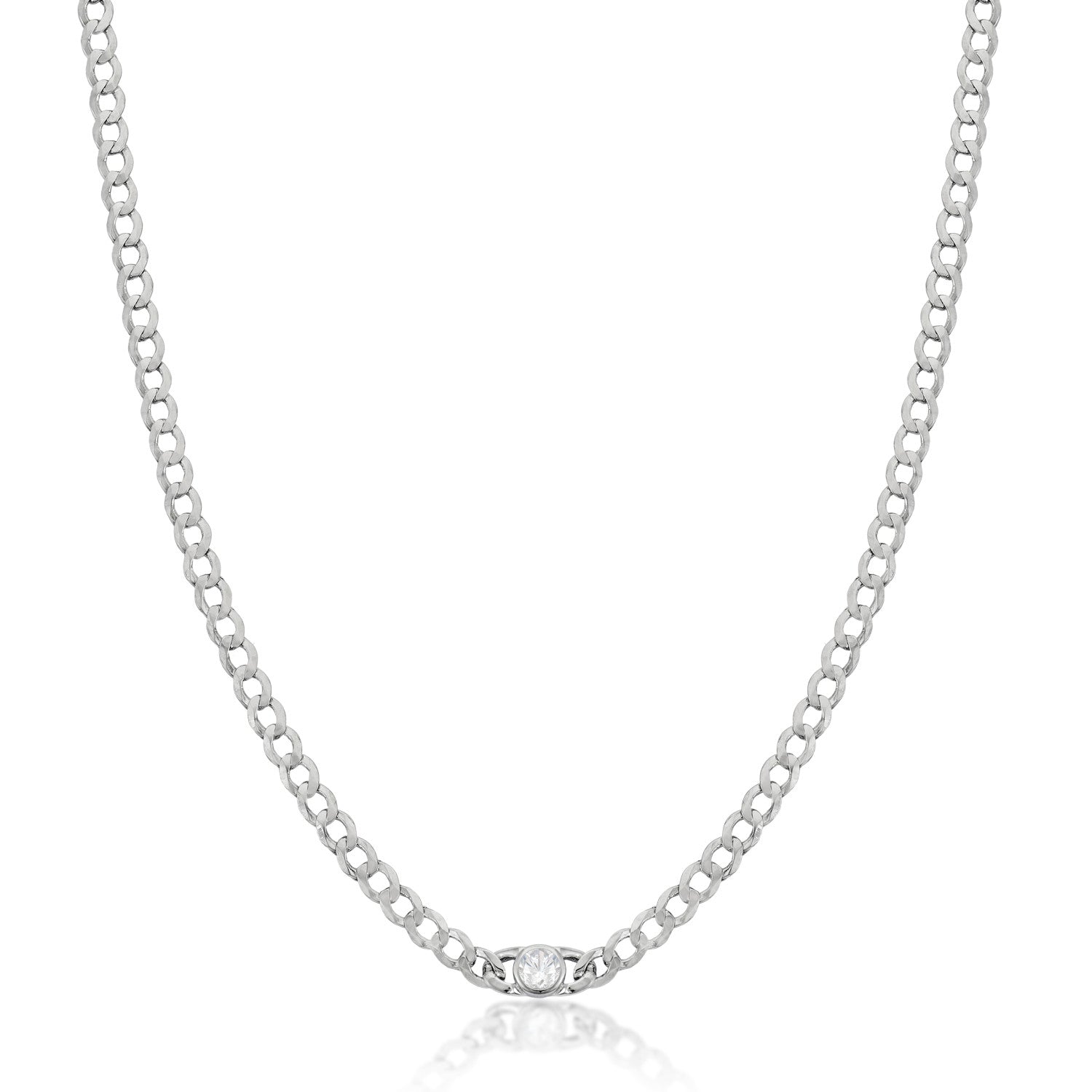 Collar cadena de plata diseño eslabones con circonita-LINEARGENT