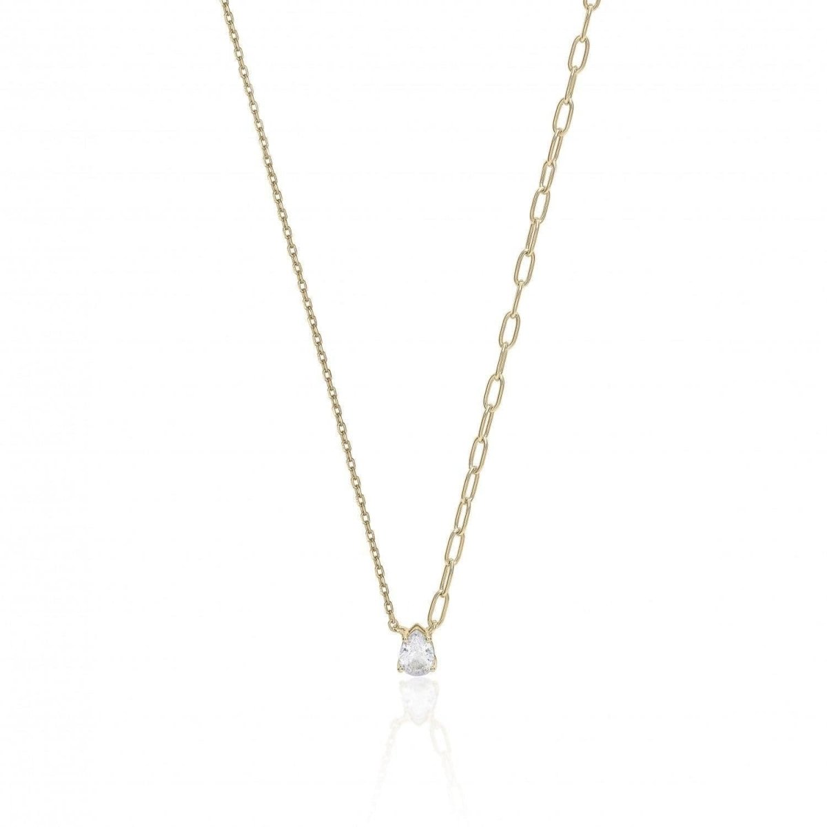 Collar cadena diseño de circonita y cadena de eslabones-LINEARGENT