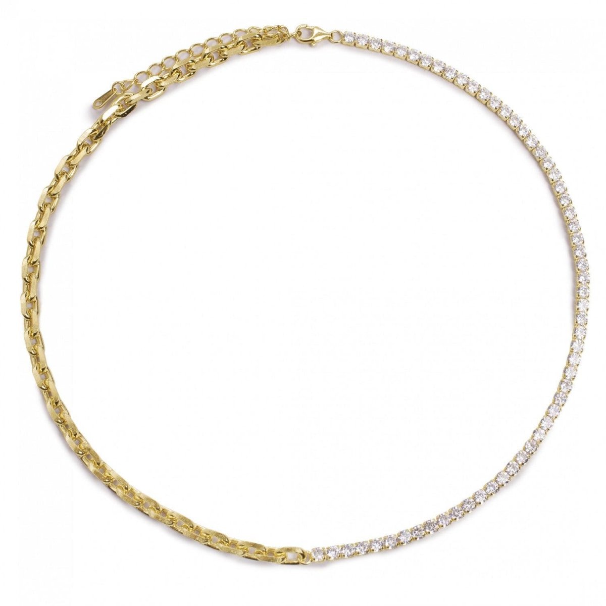 Collar cadena diseño dividido de clip y circonitas-LINEARGENT