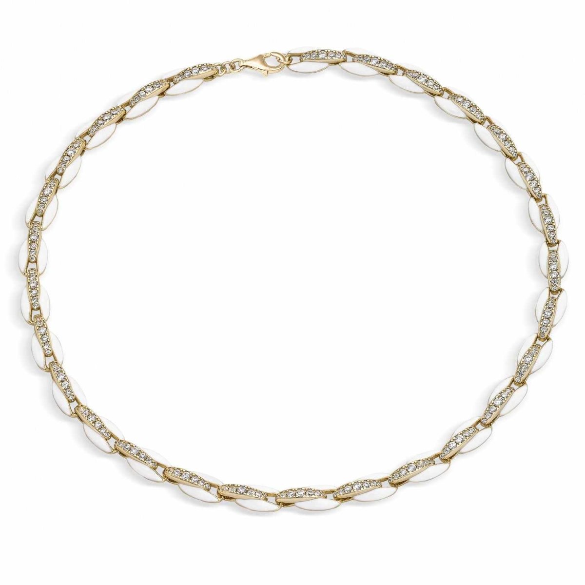 Collar esmalte en plata diseño concha blanco-LINEARGENT