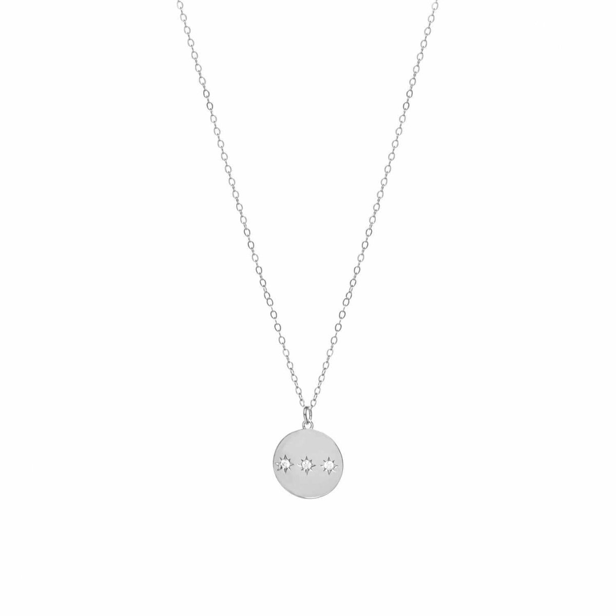 Collar medalla en plata diseño triple destello-LINEARGENT