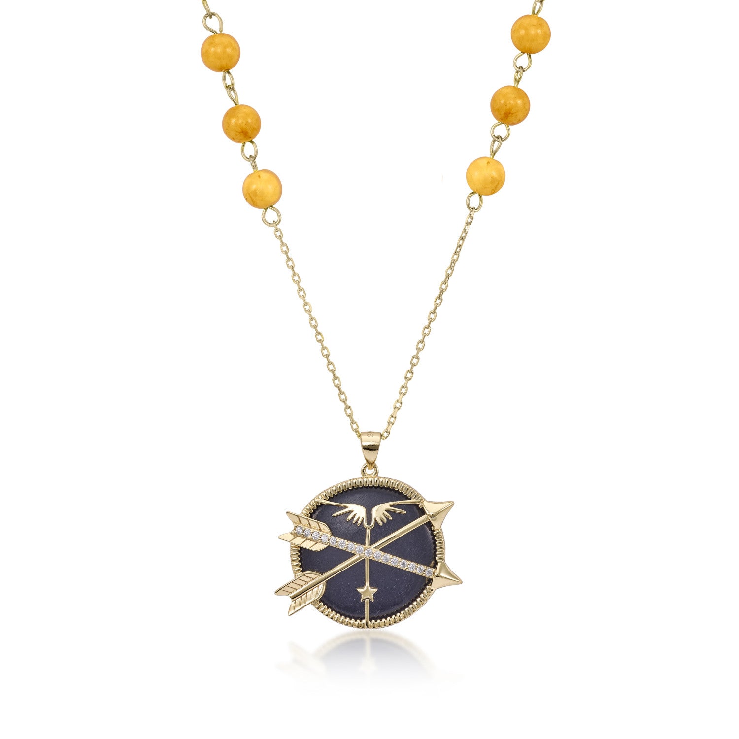 Collar medalla motivo central formado por dos flechas y circonitas-LINEARGENT