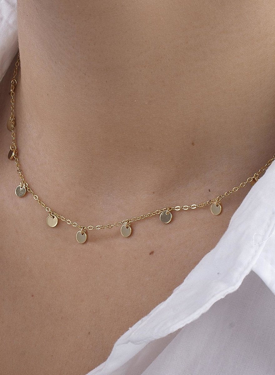 Collares con colgantes circulares bañados en oro-LINEARGENT