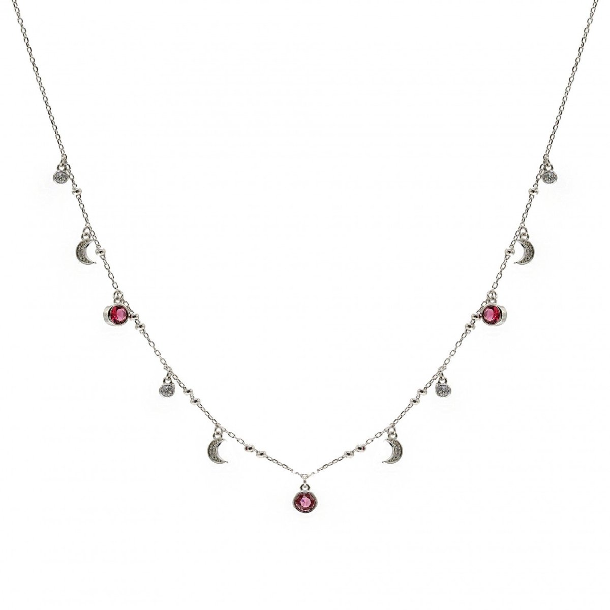 Collares con colgantes de luna circonitas y gemas-LINEARGENT