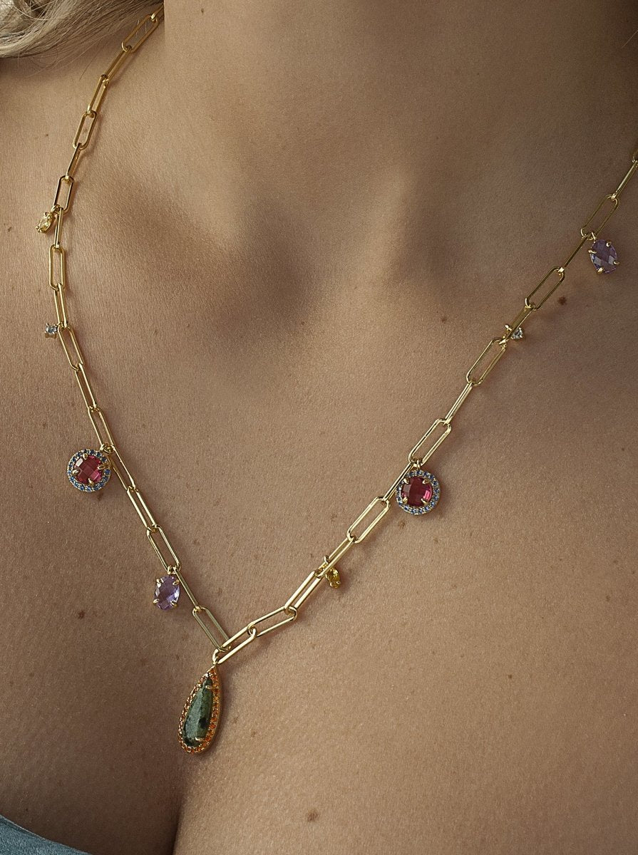 Collares con colgantes diseño de cadena paper clip-LINEARGENT