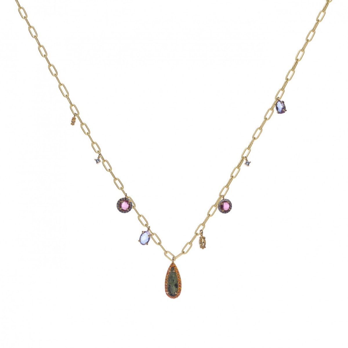 Collares con colgantes diseño de cadena paper clip-LINEARGENT