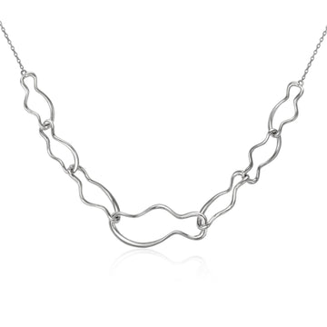 Collares con colgantes diseño eslavones irregulares en plata lisa