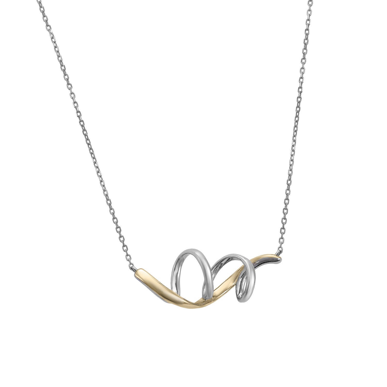 Collares con colgantes diseño tirabuzón bicolor-LINEARGENT