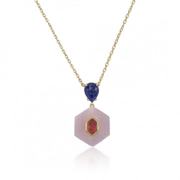 Collares con colgantes en tono ''lightorange'' y piedra semipreciosa