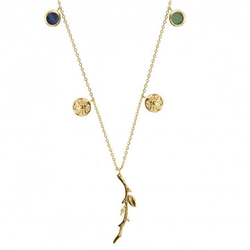 Collares con colgantes motivo de rama y círculos