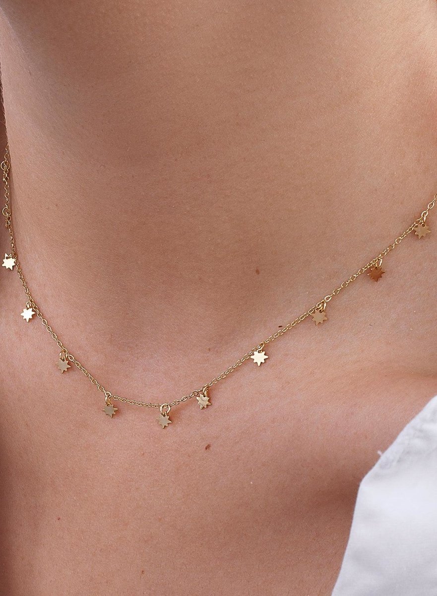 Collares con colgantes plata baño oro mini estrellas-LINEARGENT