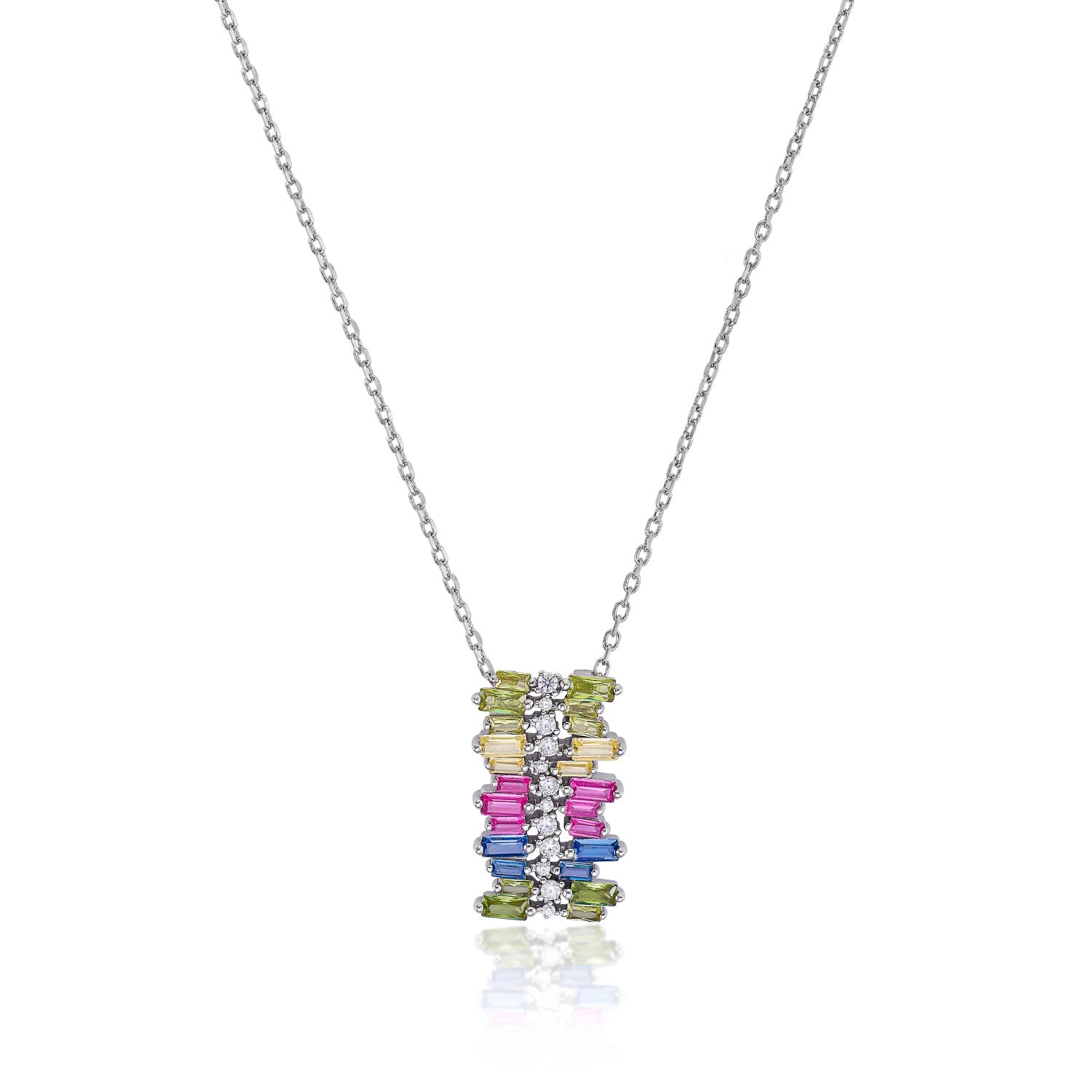 Collares con piedras con diseño de gemas multicolores-LINEARGENT