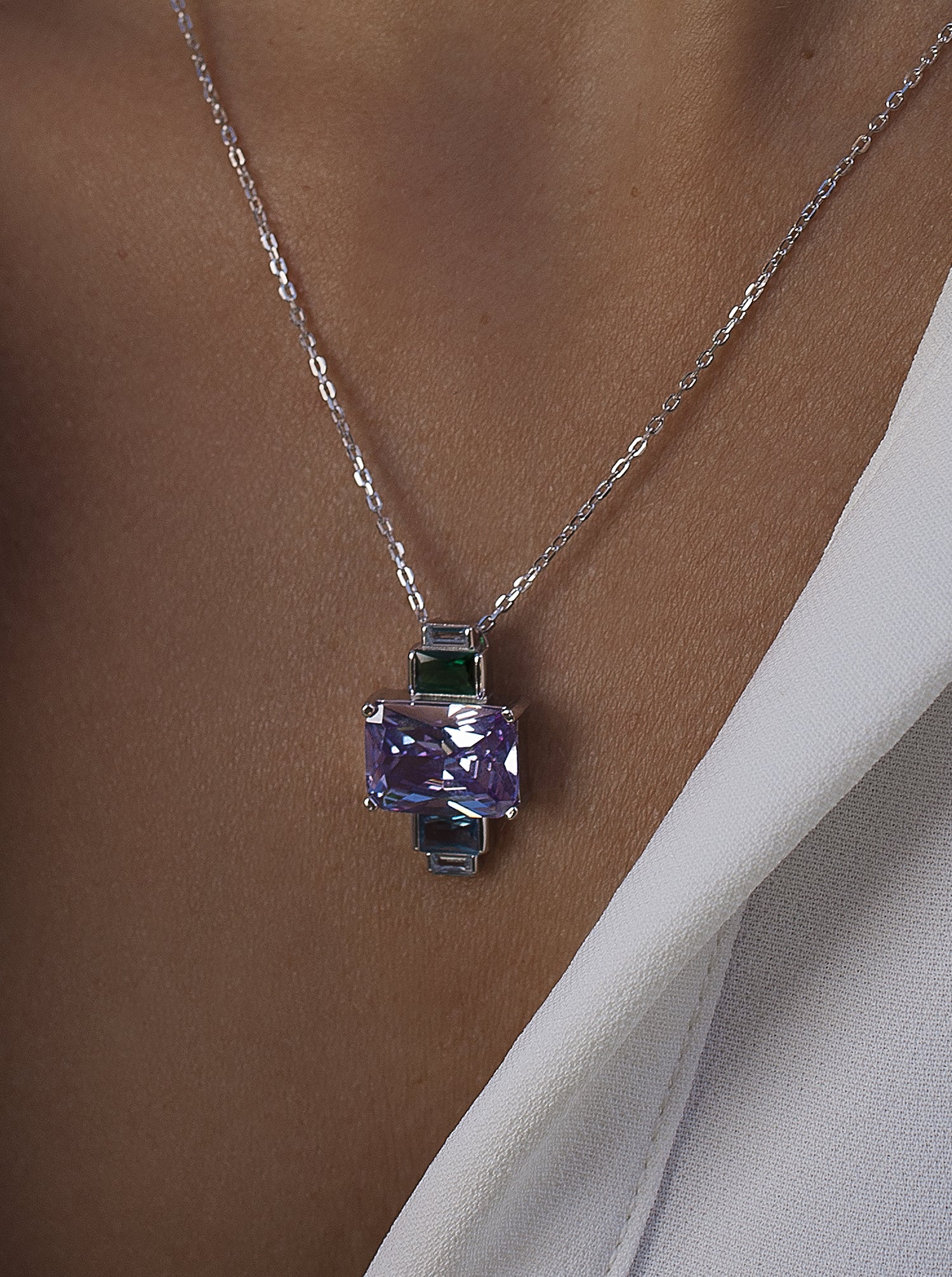 Collares con piedras de colores tono lavanda-LINEARGENT