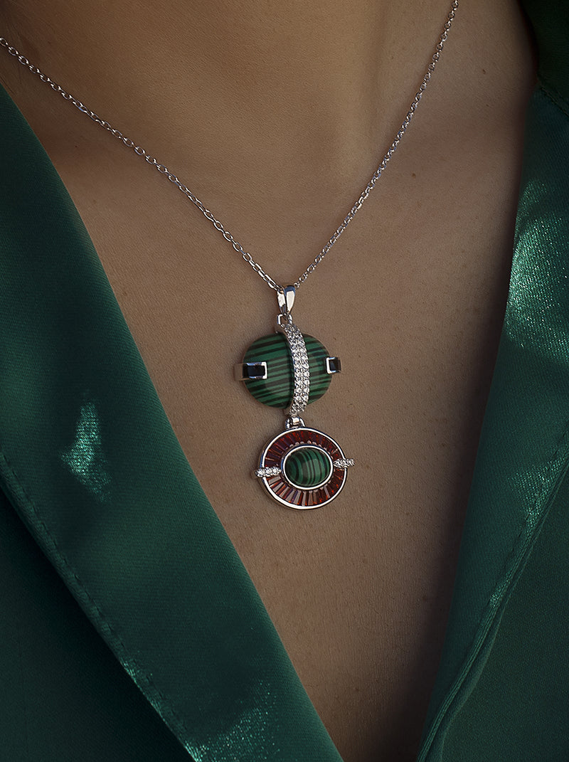 necklaces with stones design double oval with LINEARGENT