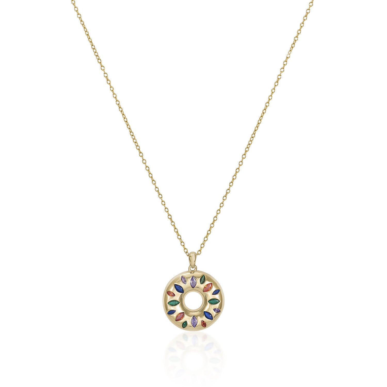 Collares con piedras diseño donut con gemas multicolor-LINEARGENT