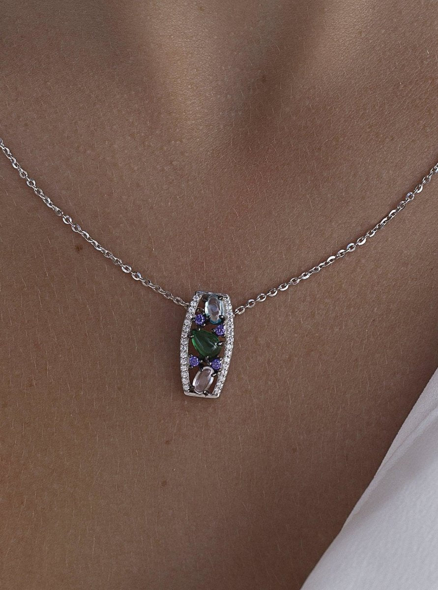 Collares con piedras diseño mosaico con circonitas-LINEARGENT