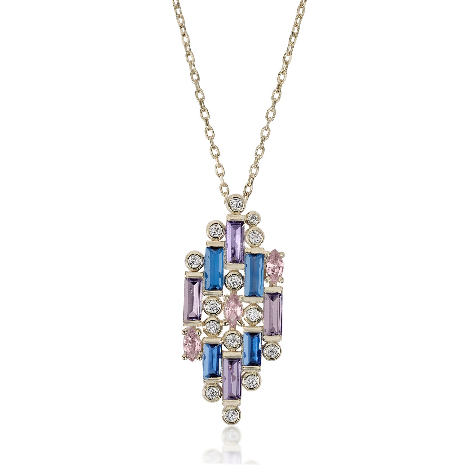 Collares con piedras diseño mosaico multicolor-LINEARGENT