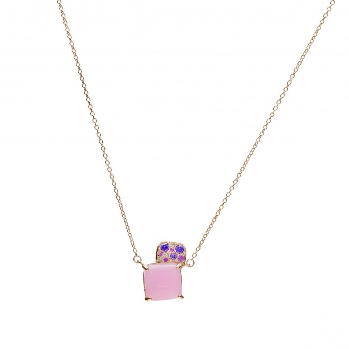 Collares con piedras en plata baño en rosa tono rosa-LINEARGENT