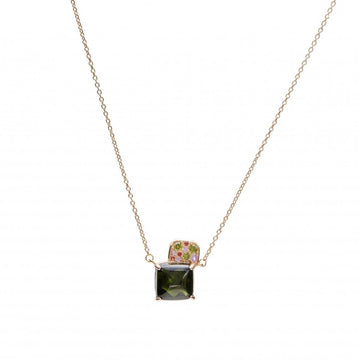 Collares con piedras en plata baño en rosa tono verde