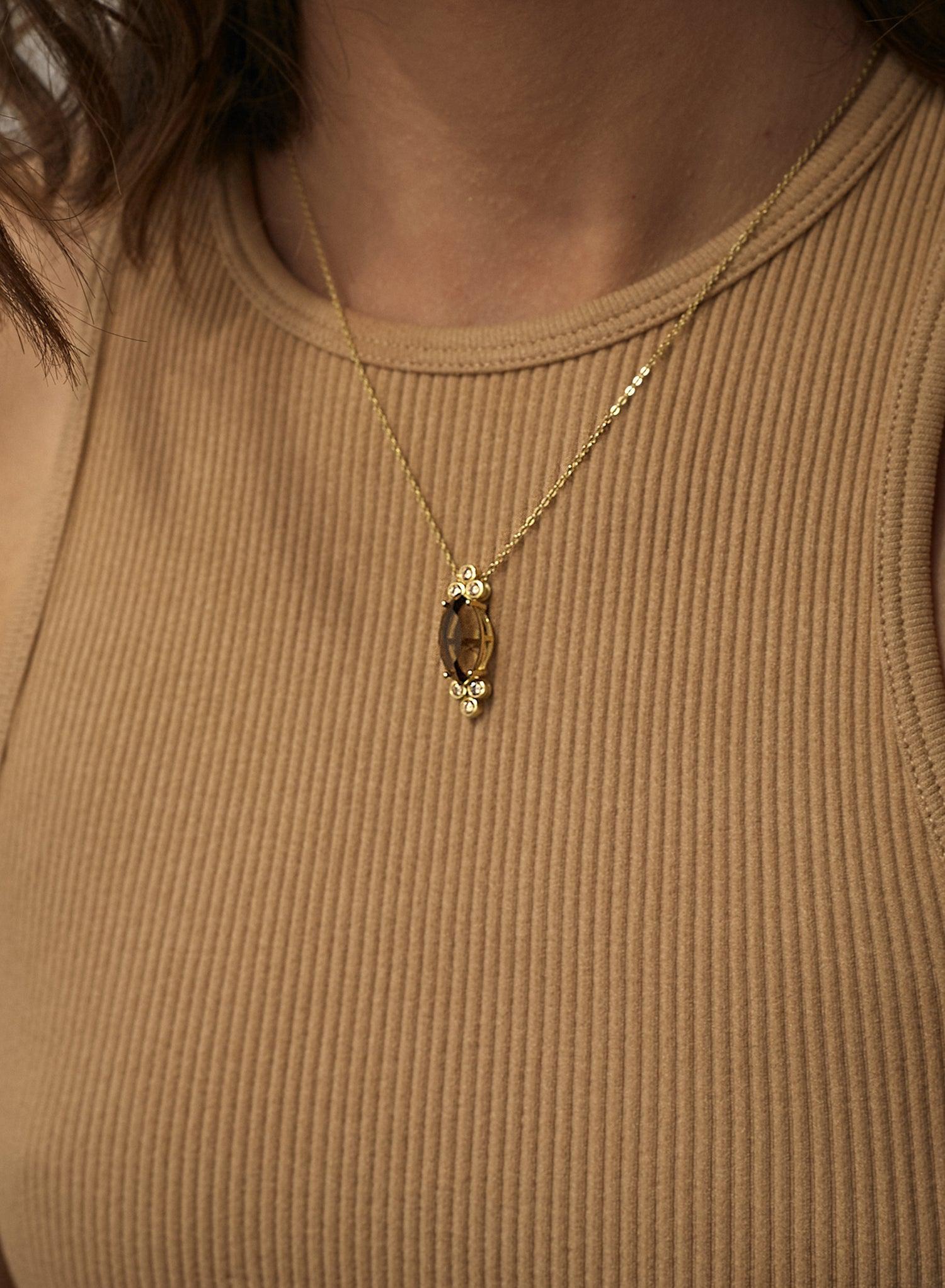 Collares con piedras en plata cuarzo adamantino marquesa-LINEARGENT