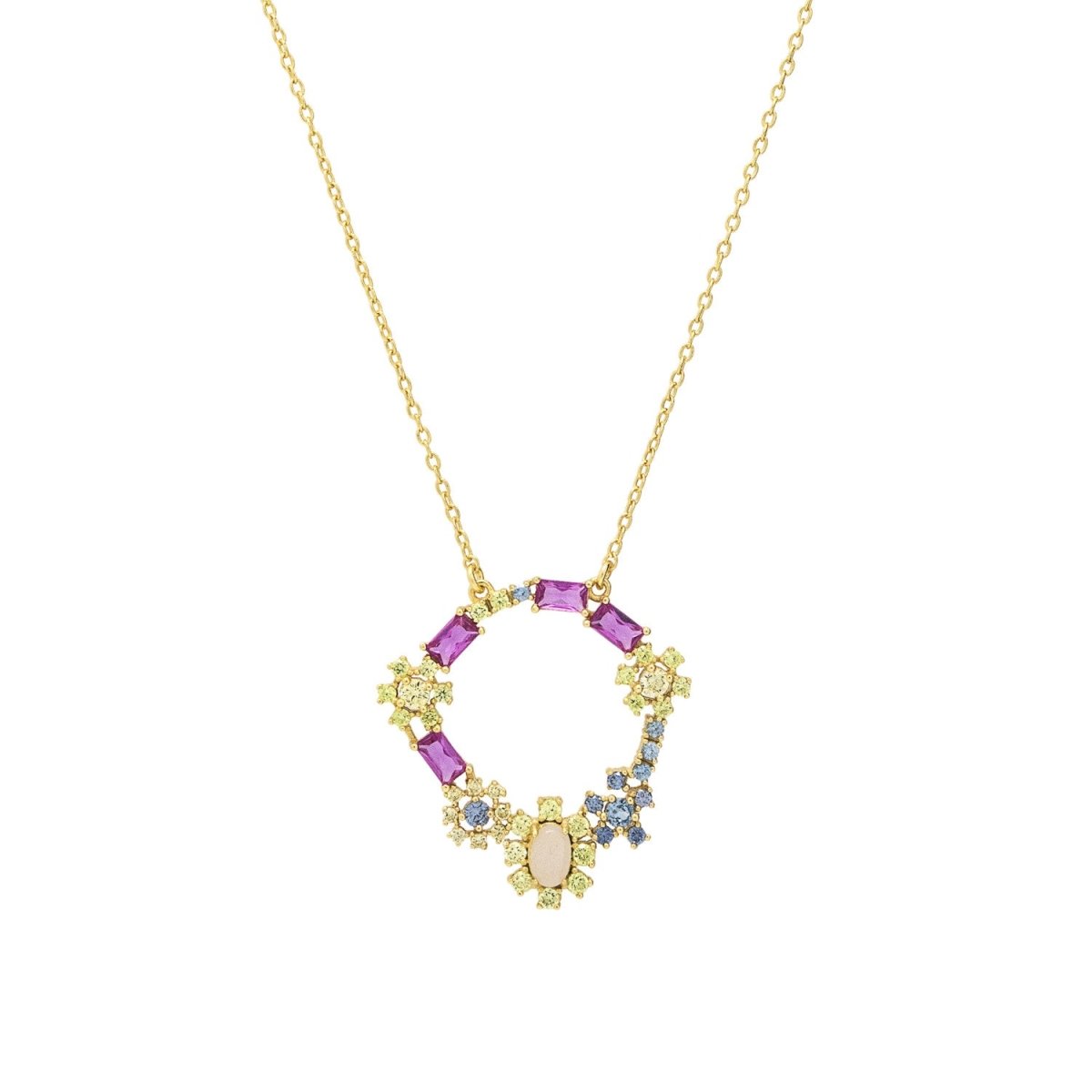 Collares con piedras en plata diseño circular multicolor-LINEARGENT