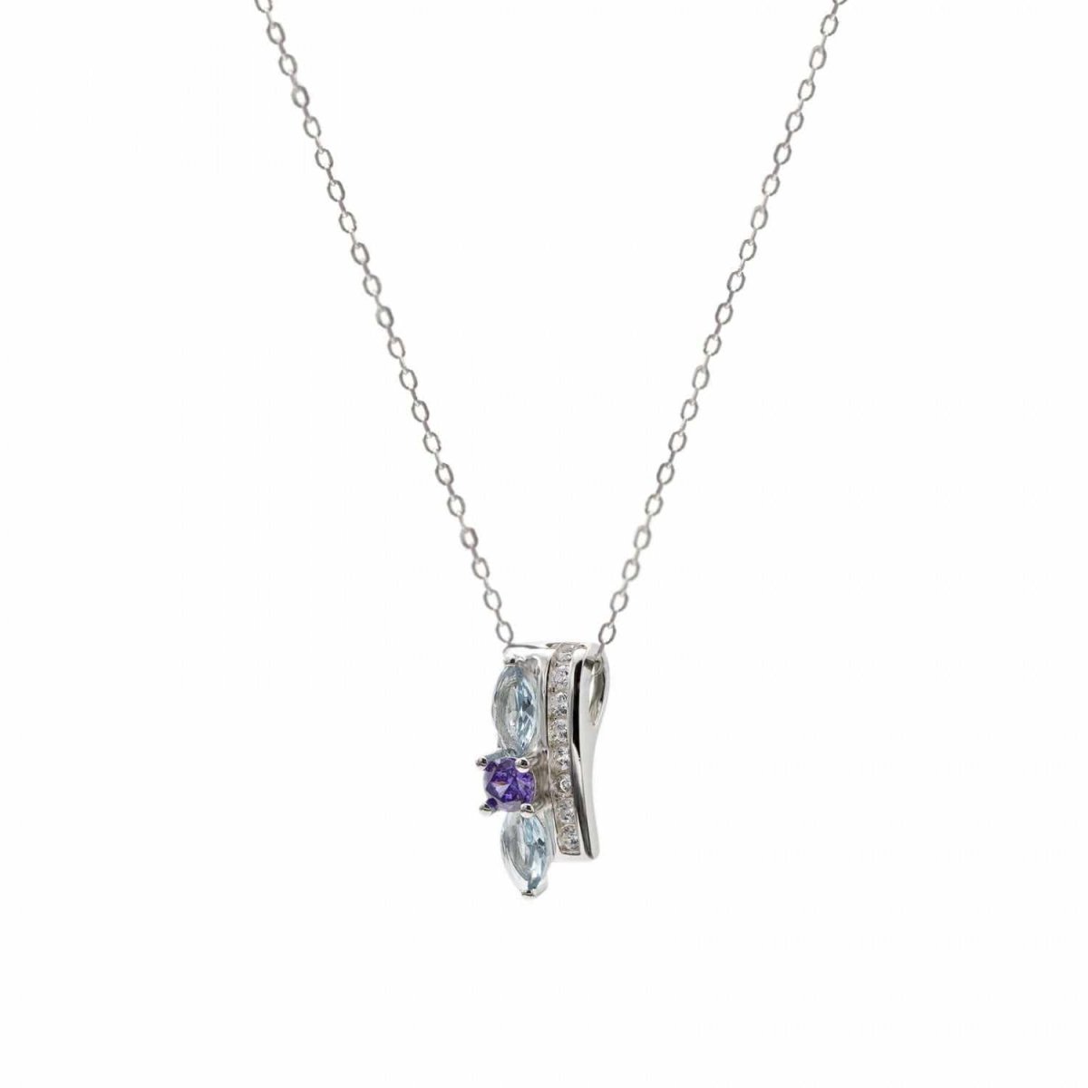 Collares con piedras en plata mujer diseño aguamarina-LINEARGENT