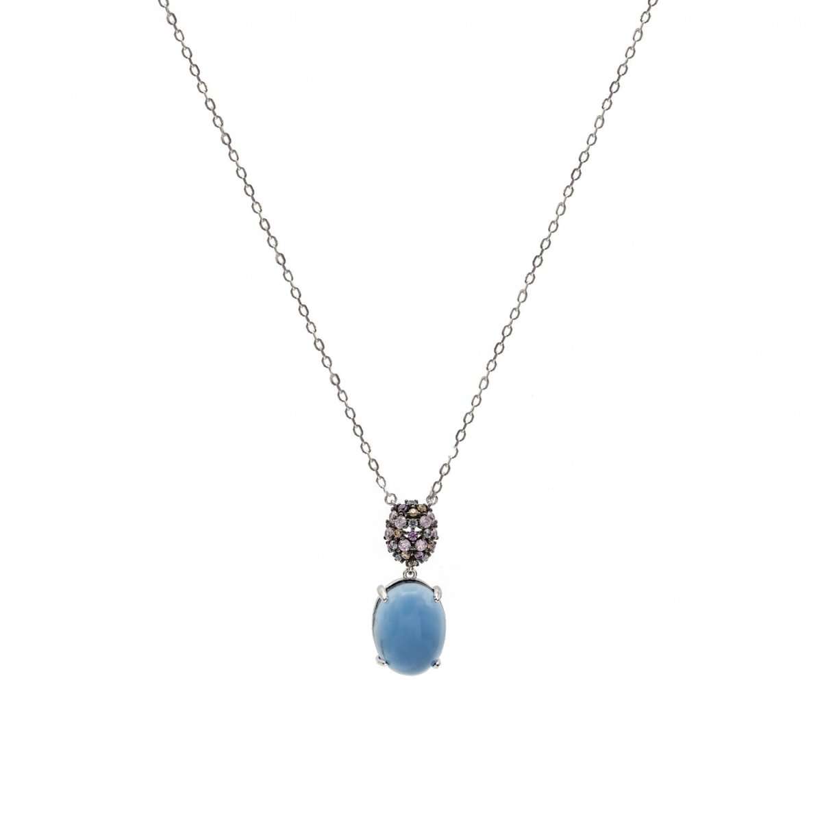 Collares con piedras en tono navyblue y circonitas de colores-LINEARGENT