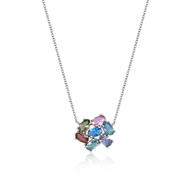 Collares con piedras mosaico de colores de talla oval