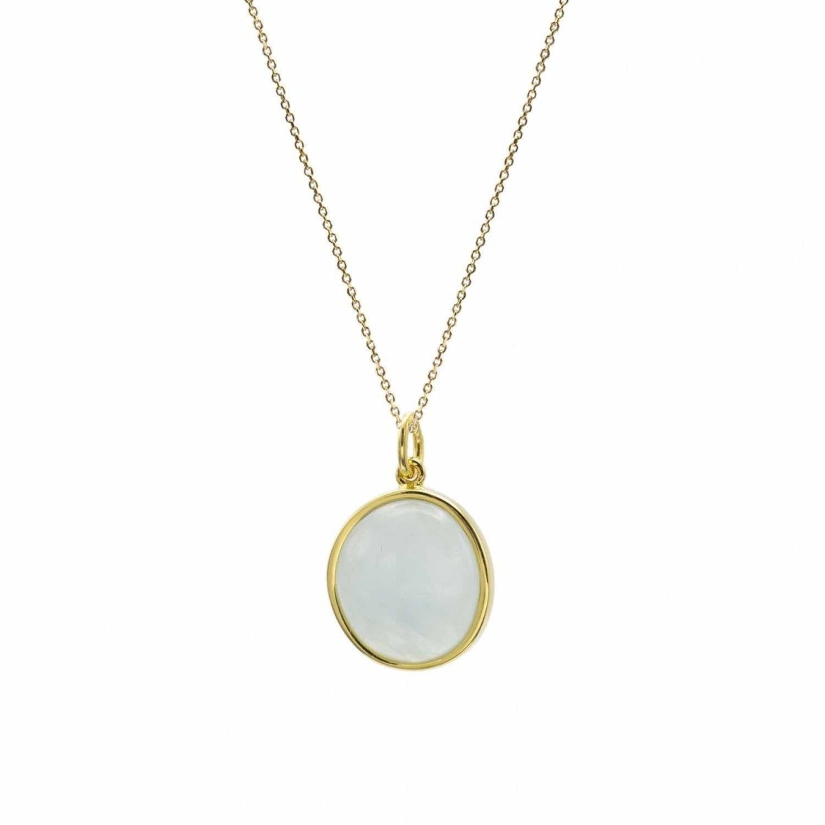 Collares con piedras plata lisa baño en oro motivo azul circular-LINEARGENT