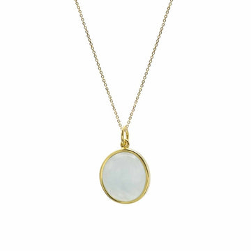 Collares con piedras plata lisa baño en oro motivo azul circular